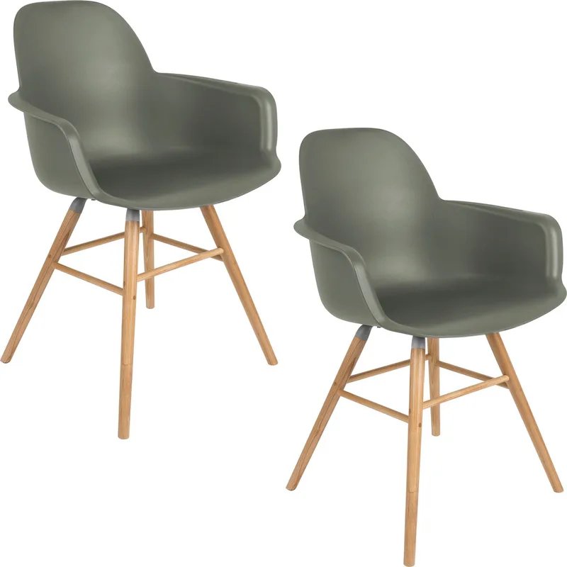 Albert Kuip Eetkamerstoelen Armleuning - Set van 2 by Zuiver in Groen – product photo