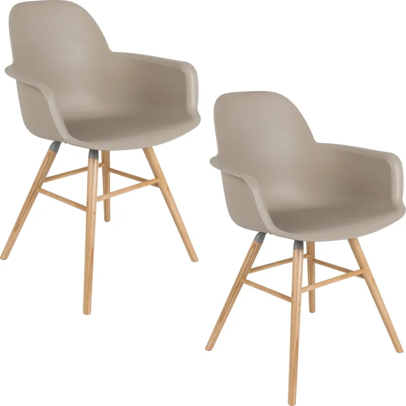 Albert Kuip Eetkamerstoelen Armleuning Taupe - Set van 2 by Zuiver in Bruin – product photo