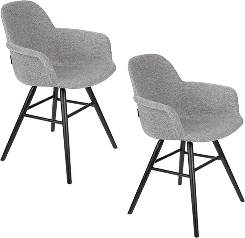 Albert Kuip Soft Eetkamerstoelen Armleuning Lichtgrijs - Set van 2 by Zuiver in Grijs – product photo