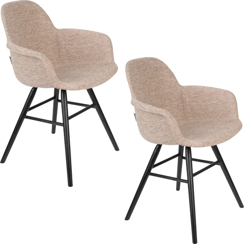 Albert Kuip Soft Eetkamerstoelen Armleuning - Set van 2 by Zuiver in Beige – product photo