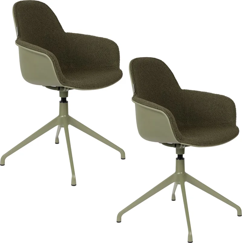Albert Kuip Swivel Eetkamerstoelen Armleuning - Set van 2 van Zuiver in Groen – productfoto