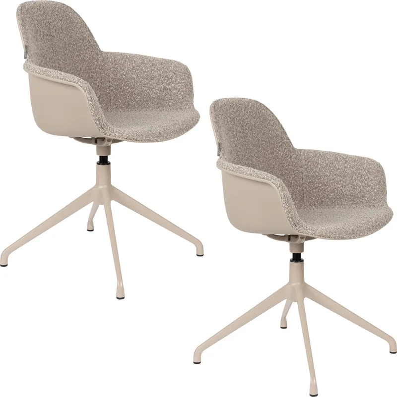 Albert Kuip Swivel Eetkamerstoelen Armleuning - Set van 2 de Zuiver en Taupe – photo du produit