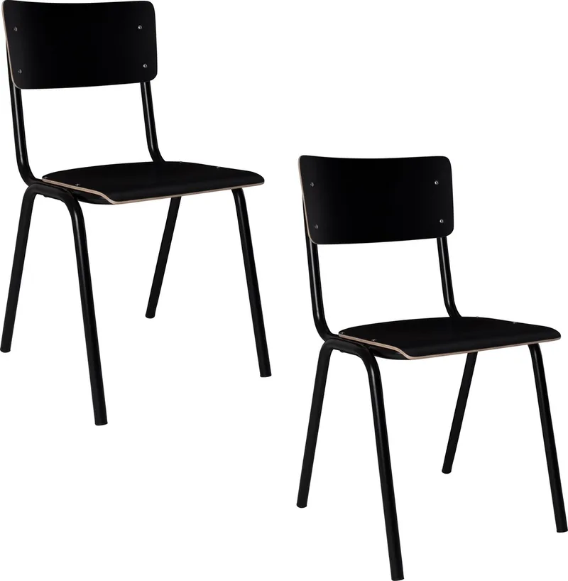 Back To School Eetkamerstoelen HPL - Set van 4 von Zuiver in Zwart – Produktfoto