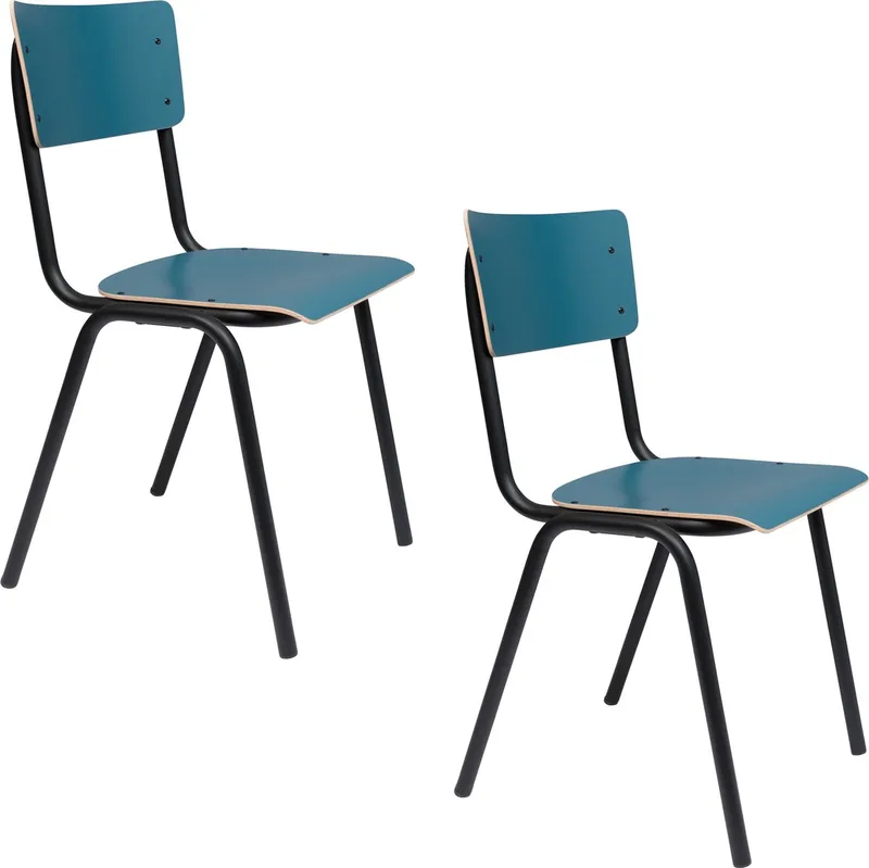 Back To School Eetkamerstoelen Mat - Set van 4 von Zuiver in Blauw – Produktfoto