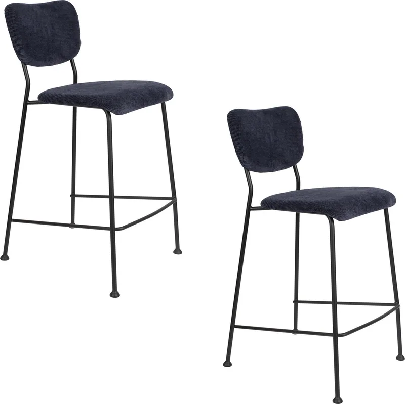 Benson Barkrukken rugleuning 64,5 cm Donkerblauw - Set van 2 by Zuiver in Blauw – product photo