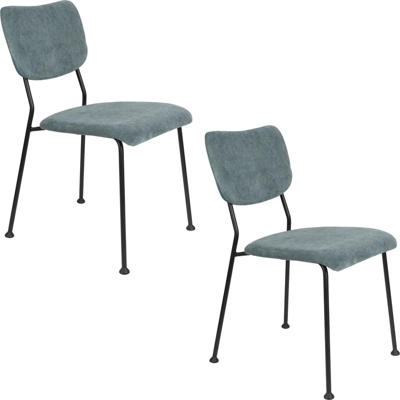 Benson Eetkamerstoelen Grijs/Blauw - Set van 2 van Zuiver in Grijs – productfoto