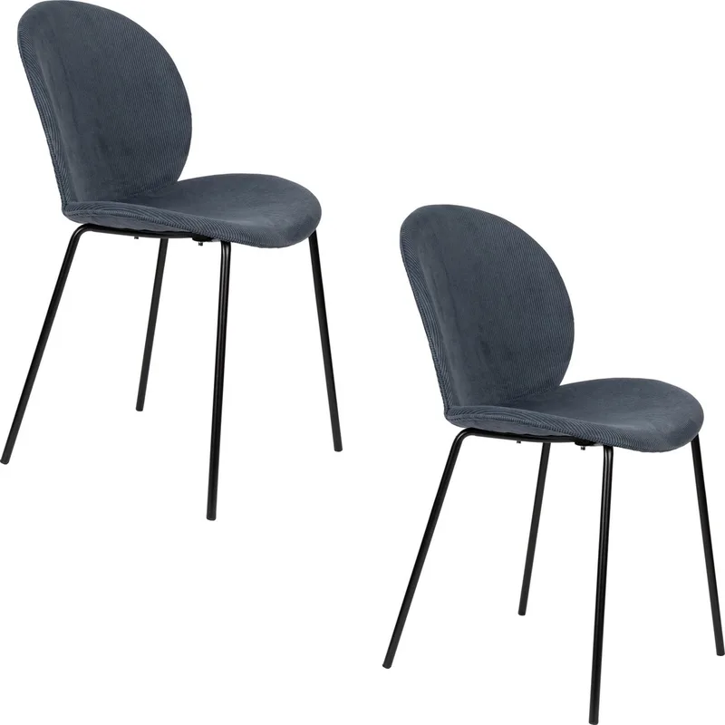 Bonnet Eetkamerstoelen Grijs/Blauw - Set van 2 van Zuiver in Blauw – productfoto