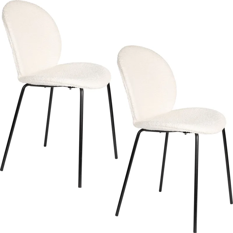 Bonnet Eetkamerstoelen Off-White - Set van 2 van Zuiver in Wit – productfoto