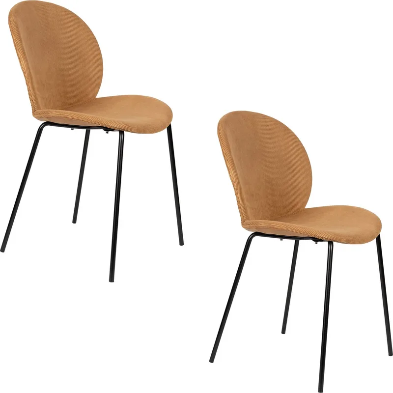 Bonnet Eetkamerstoelen Okergeel - Set van 2 van Zuiver in Geel – productfoto