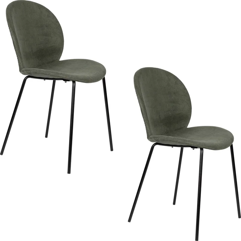 Bonnet Eetkamerstoelen - Set van 2 van Zuiver in Groen – productfoto