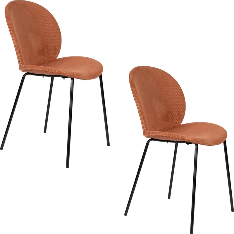 Bonnet Eetkamerstoelen Terracotta - Set van 2 van Zuiver in Oranje – productfoto