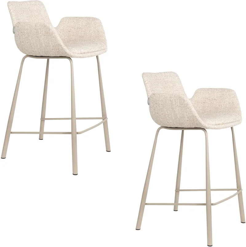 Brit Barkrukken rugleuning 67,5 cm - Set van 2 von Zuiver in Beige – Produktfoto