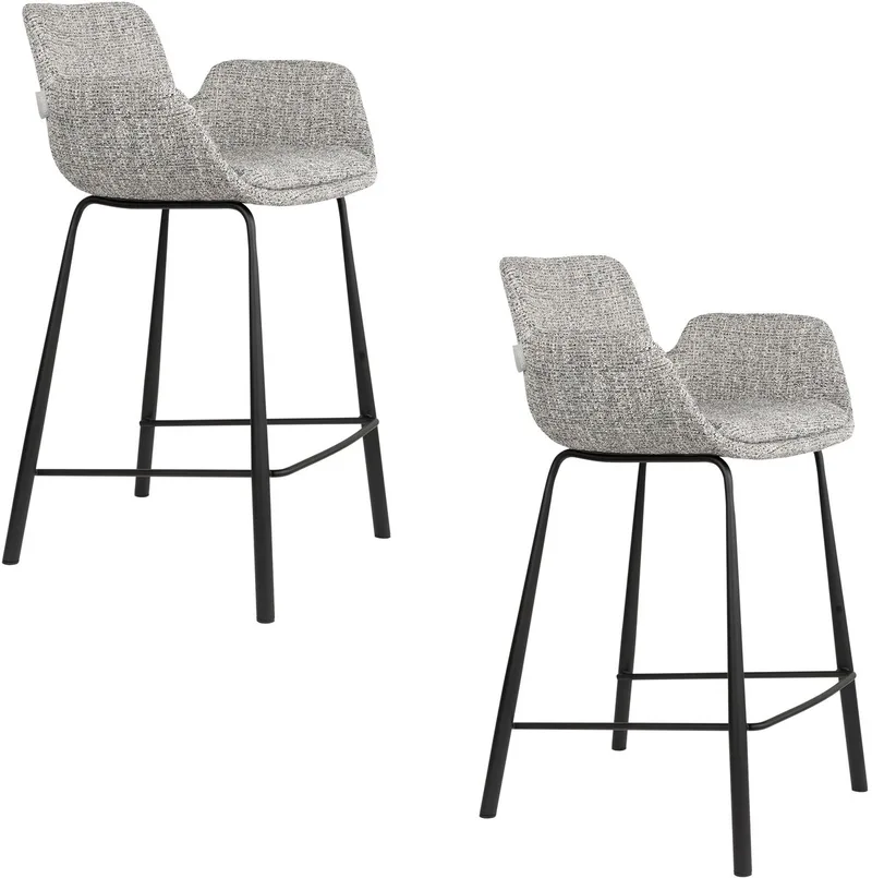 Brit Barkrukken rugleuning 67,5 cm - Set van 2 van Zuiver in Grijs – productfoto