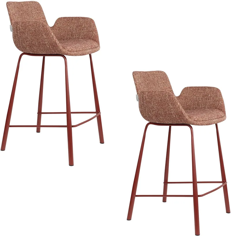Brit Barkrukken rugleuning 67,5 cm - Set van 2 van Zuiver in Rood – productfoto