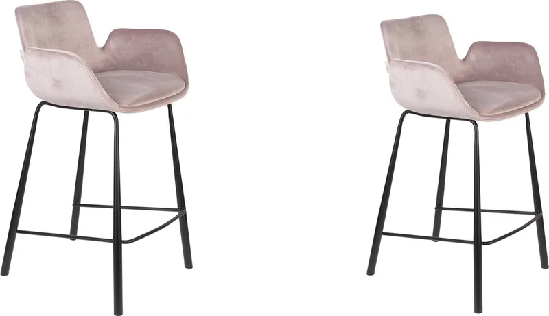 Brit Barkrukken rugleuning 67,5 cm - Set van 2 by Zuiver in Roze – product photo
