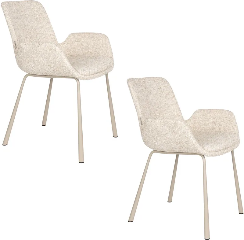 Brit Eetkamerstoelen Armleuning - Set van 2 van Zuiver in Beige – productfoto