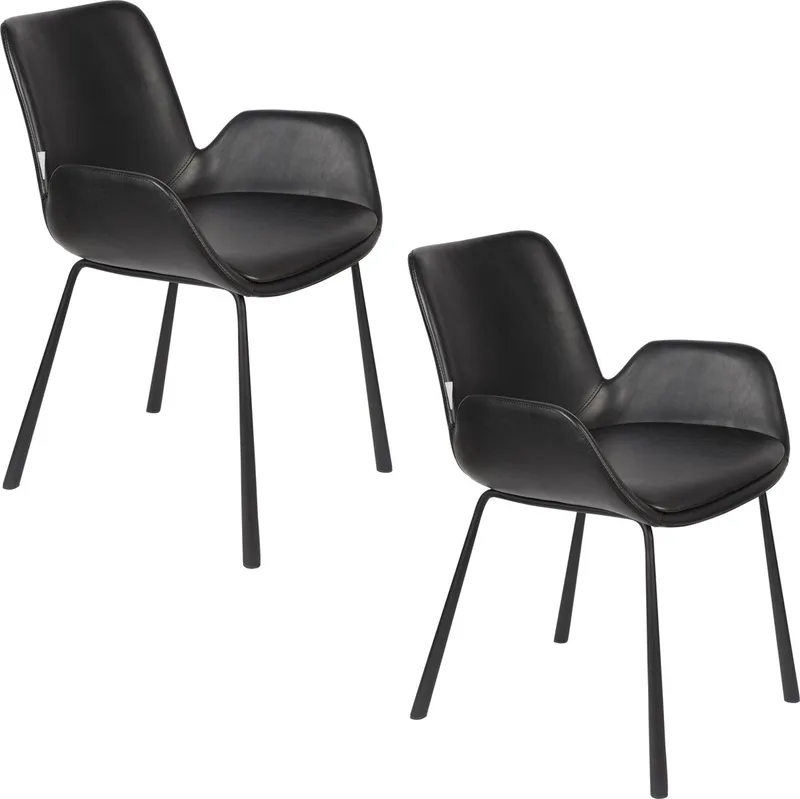 Brit LL Eetkamerstoelen Armleuning - Set van 2 van Zuiver in Zwart – productfoto