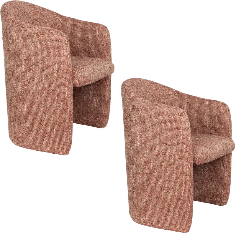 Contour Eetkamerstoelen Armleuning Terracotta - Set van 2 van Zuiver in Rood – productfoto
