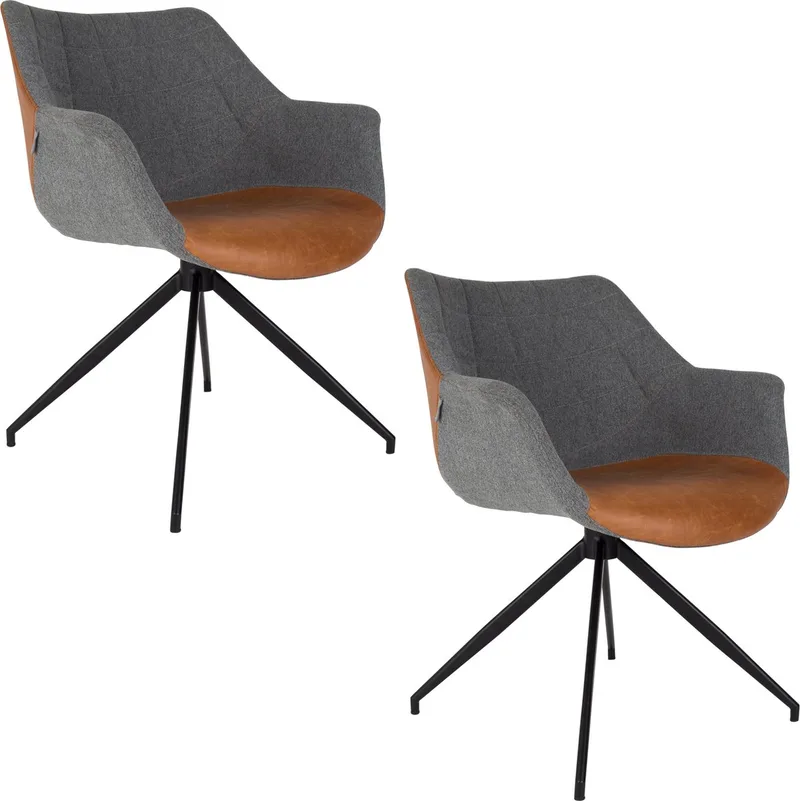 Doulton Eetkamerstoelen Armleuning Vintage - Set van 2 de Zuiver en Bruin – photo du produit