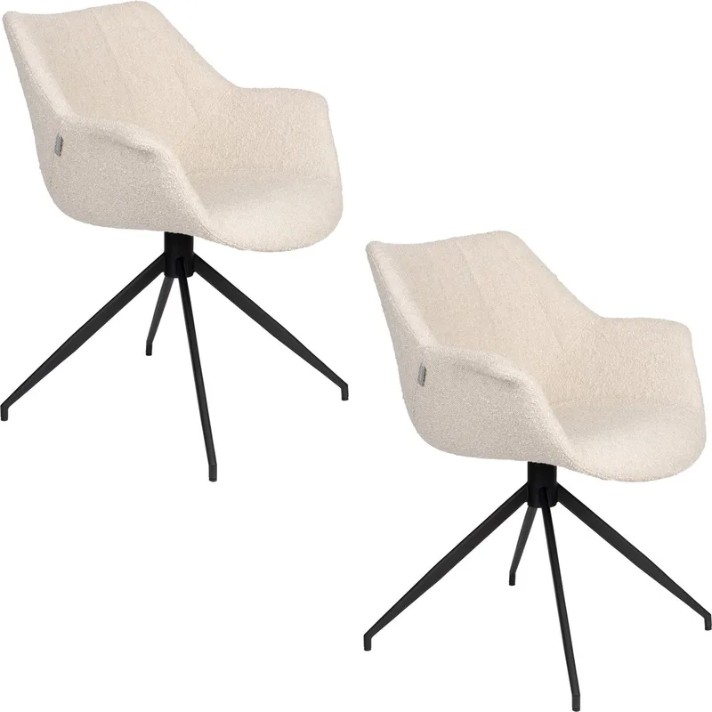 Doulton Swivel Eetkamerstoelen Armleuning Naturel - Set van 2 de Zuiver en Beige – photo du produit