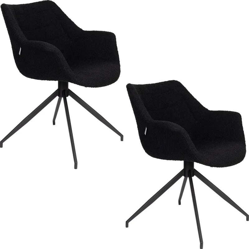 Doulton Swivel Eetkamerstoelen Armleuning - Set van 2 de Zuiver en Zwart – photo du produit