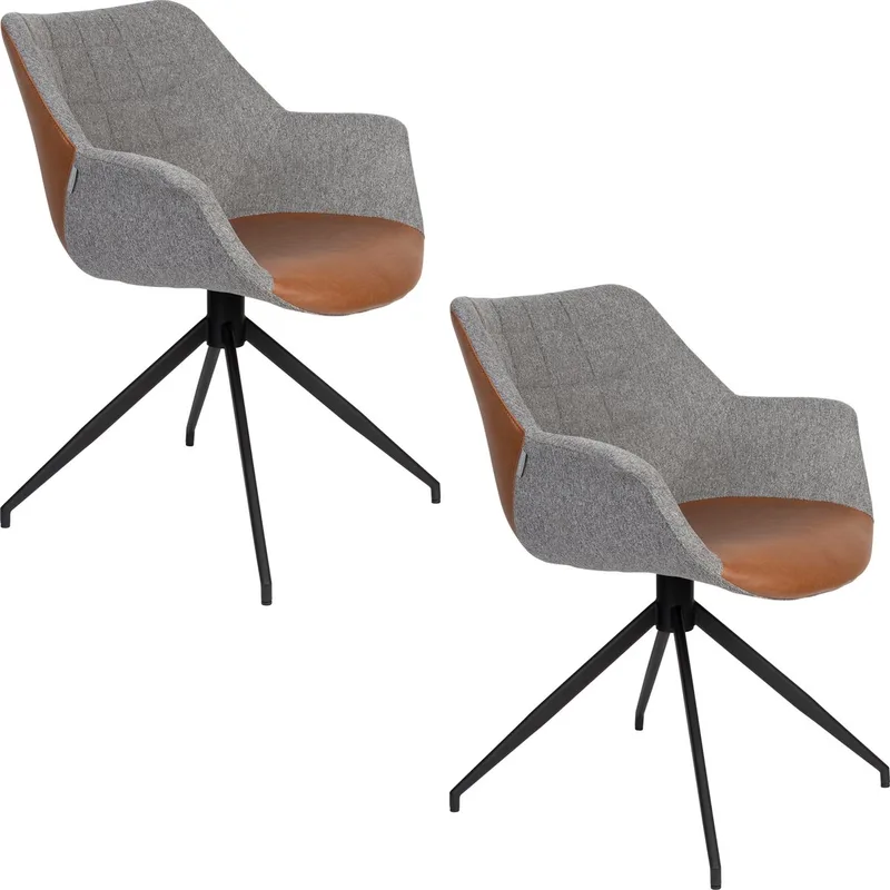 Doulton Swivel Eetkamerstoelen Armleuning Vintage - Set van 2 de Zuiver en Bruin – photo du produit