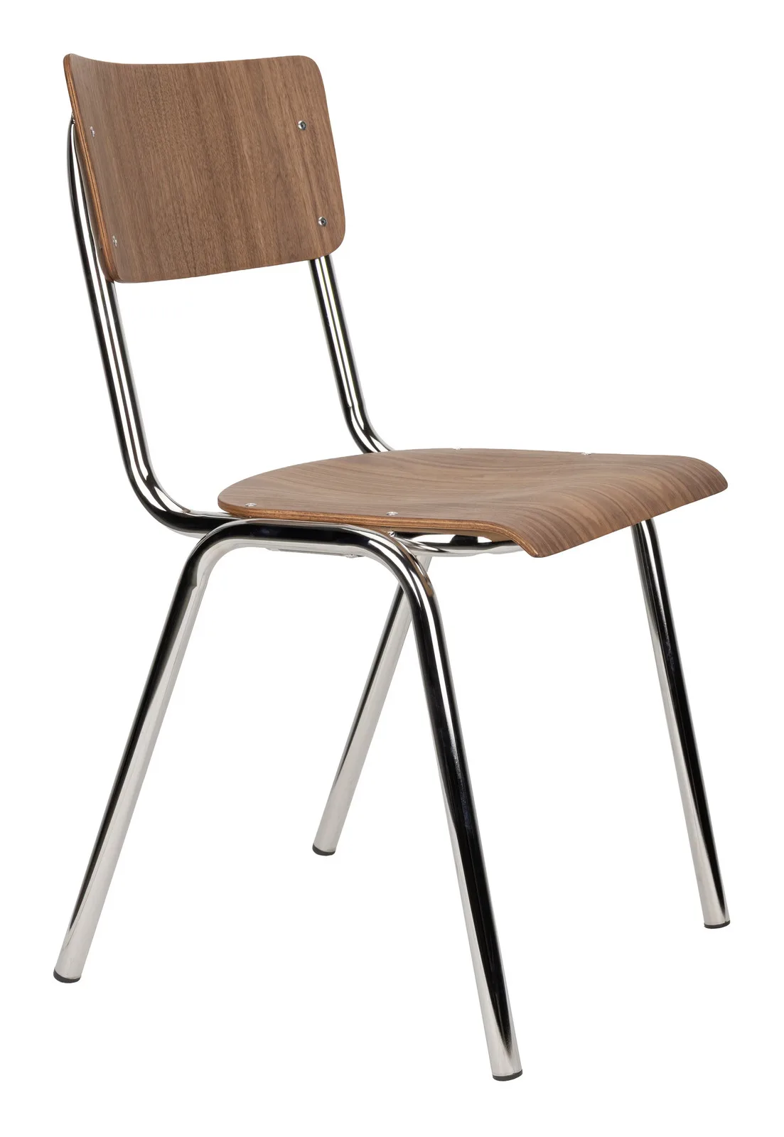 Eetkamerstoel Back to School Walnoot en Chroom van Zuiver – productfoto