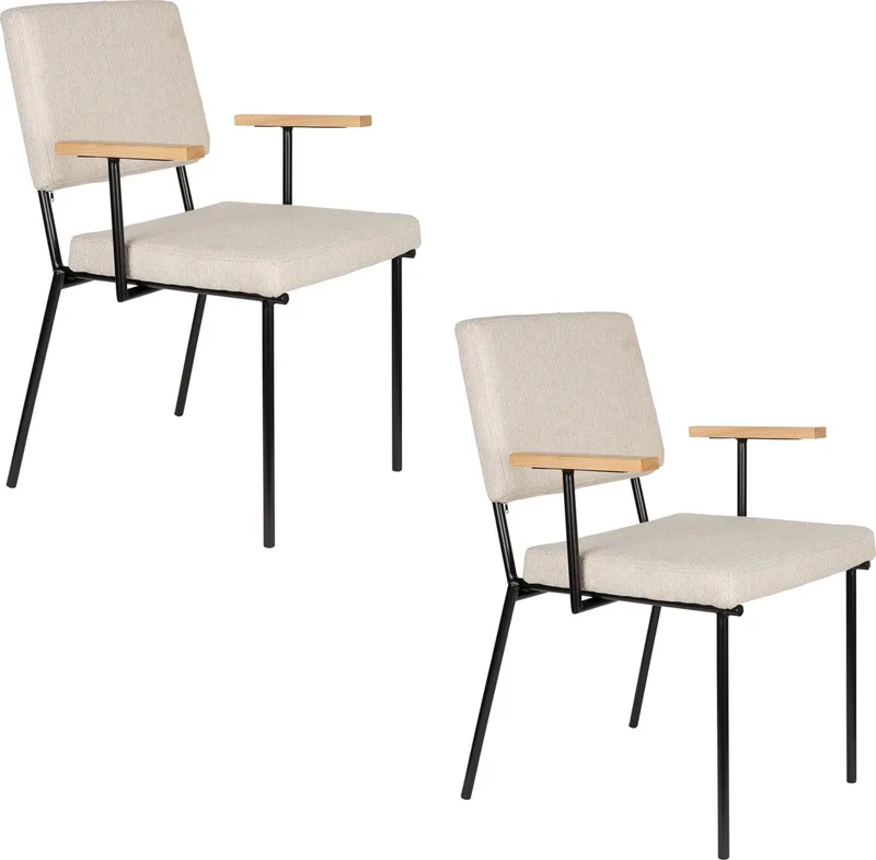 Fellow Eetkamerstoelen Armleuning Off-White - Set van 2 de Zuiver en Grijs – photo du produit