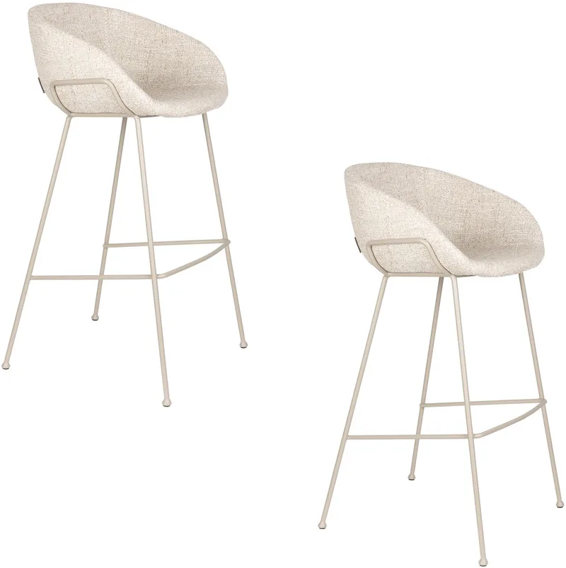 Feston Barkrukken rugleuning 76 cm - Set van 2 van Zuiver in Beige – productfoto
