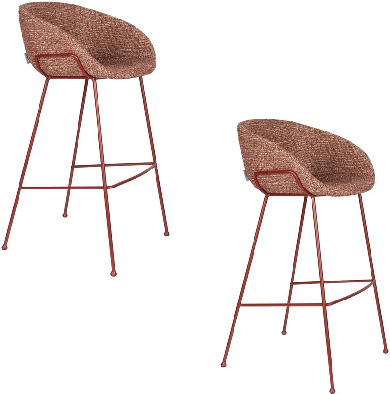 Feston Barkrukken rugleuning 76 cm Terra/Rood - Set van 2 de Zuiver en Rood – photo du produit