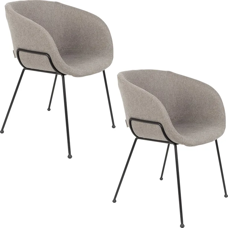 Feston Eetkamerstoelen Armleuning Fab - Set van 2 de Zuiver en Grijs – photo du produit