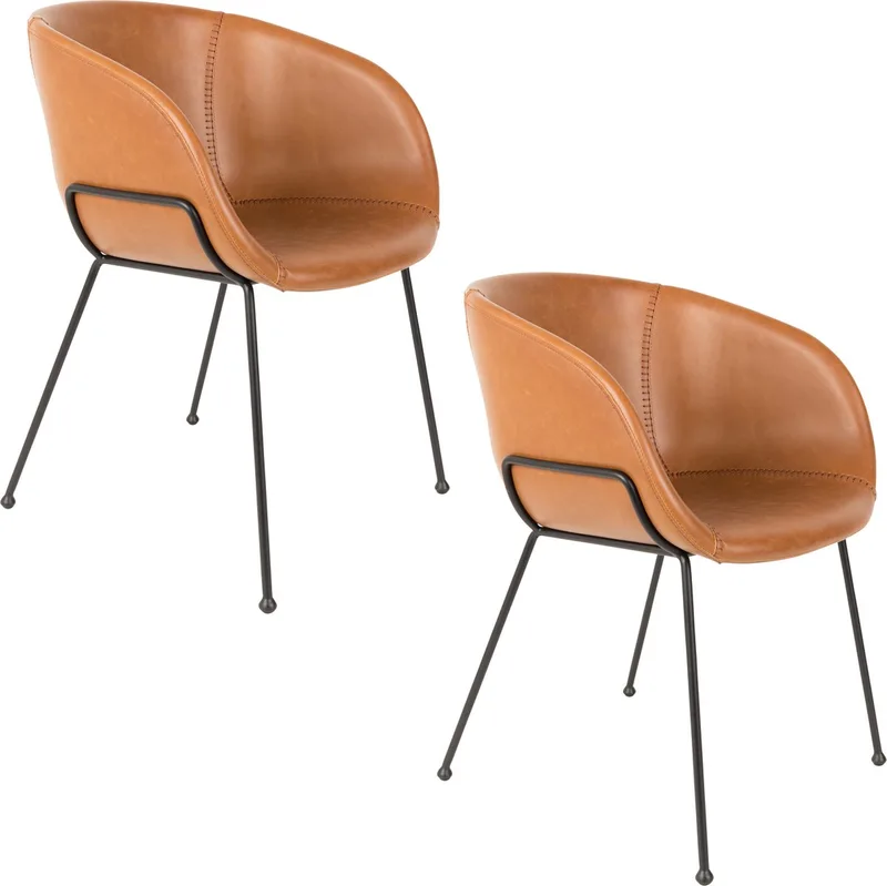 Feston Eetkamerstoelen Armleuning - Set van 2 van Zuiver in Bruin – productfoto