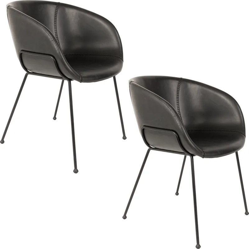 Feston Eetkamerstoelen Armleuning - Set van 2 von Zuiver in Zwart – Produktfoto