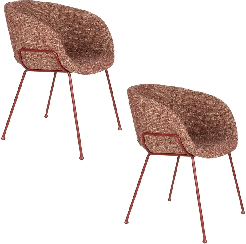 Feston Eetkamerstoelen Armleuning Terra/Rood - Set van 2 von Zuiver in Rood – Produktfoto