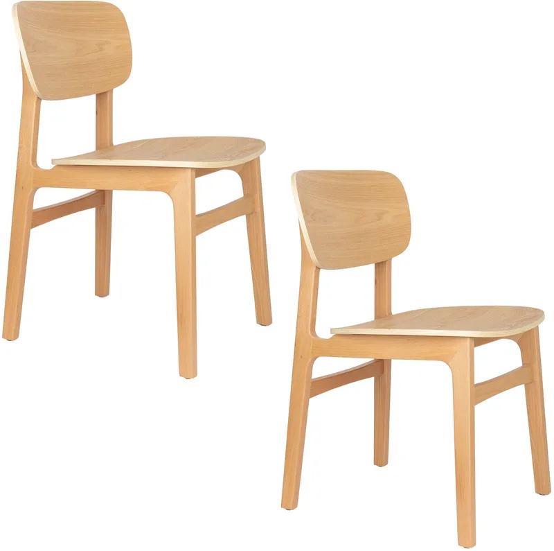 Fleur Eetkamerstoelen Hout Naturel - Set van 2 von Zuiver in Beige – Produktfoto