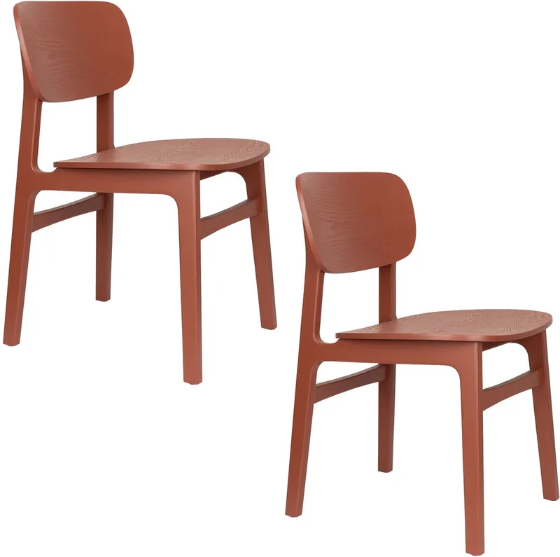 Fleur Eetkamerstoelen Hout - Set van 2 de Zuiver en Rood – photo du produit