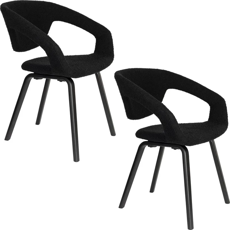 Flexback Eetkamerstoelen Armleuning - Set van 2 van Zuiver in Zwart – productfoto