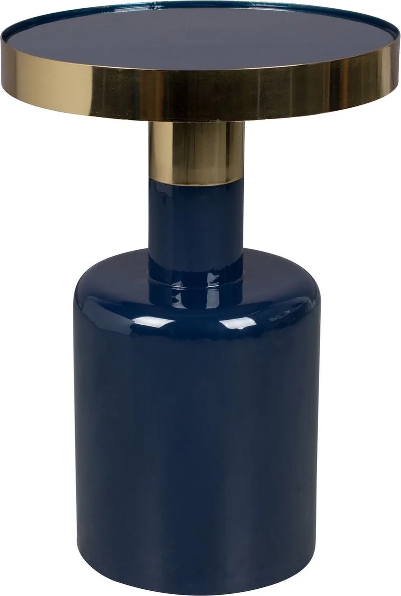 Glam Bijzettafel Rond 36 cm Goud van Zuiver in Blauw – productfoto