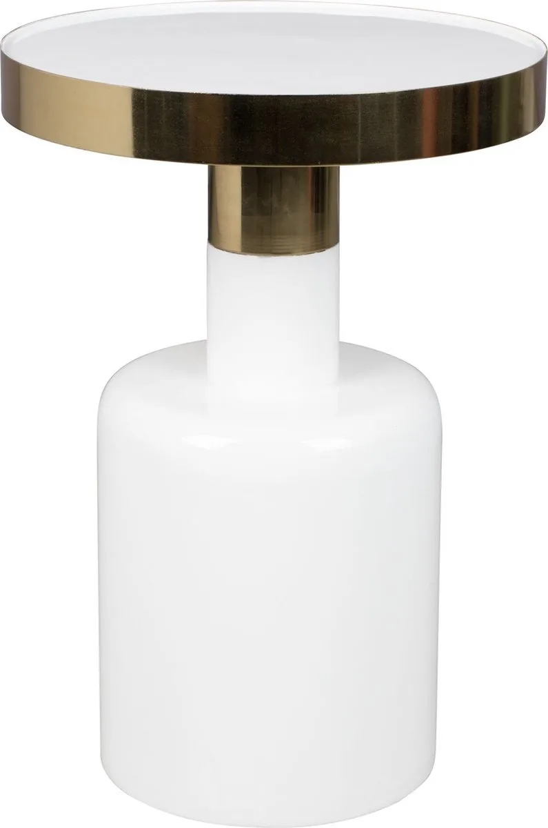 Glam Bijzettafel Rond 36 cm Goud van Zuiver in Wit – productfoto
