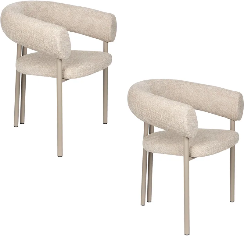 Heels Eetkamerstoelen Armleuning - Set van 2 von Zuiver in Beige – Produktfoto