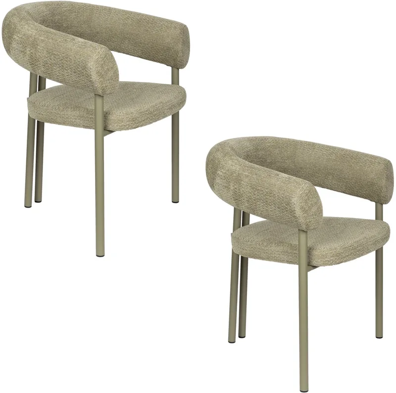 Heels Eetkamerstoelen Armleuning - Set van 2 van Zuiver in Groen – productfoto