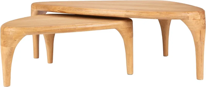 Isla Salontafel Organisch Hout Naturel - Set van 2 de Zuiver en Beige – photo du produit