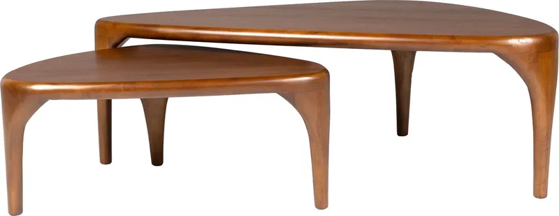 Isla Salontafel Organische vorm Hout Walnoot Set van 2 de Zuiver en Bruin – photo du produit
