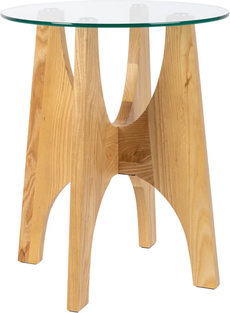 Kobe Bijzettafel Rond 45 cm Glas/ Hout von Zuiver in Beige – Produktfoto