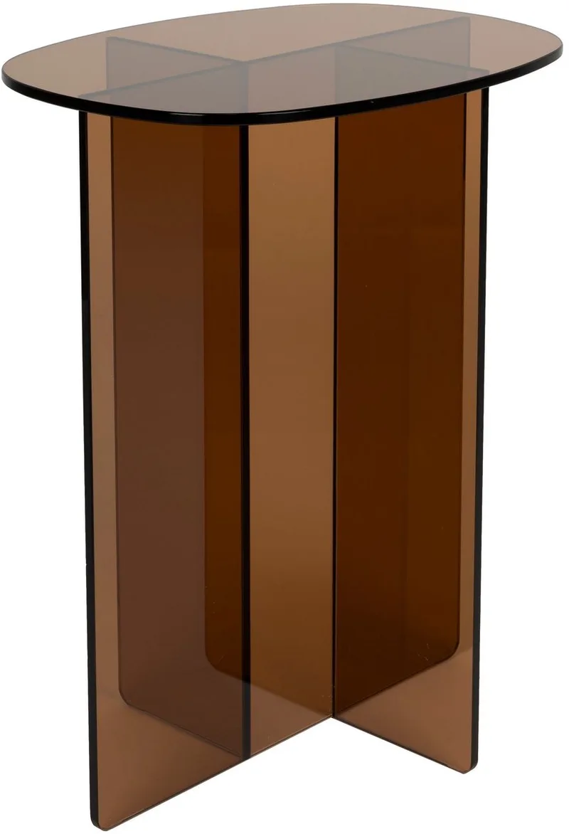 Linea Bijzettafel 30x40 cm Glas de Zuiver en Bruin – photo du produit