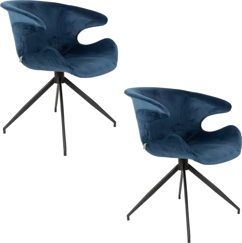 Mia Eetkamerstoelen Armleuning - Set van 2 de Zuiver en Blauw – photo du produit