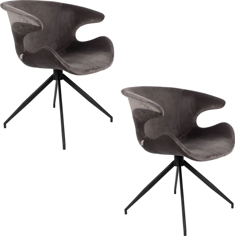 Mia Eetkamerstoelen Armleuning - Set van 2 von Zuiver in Grijs – Produktfoto