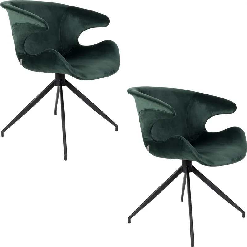 Mia Eetkamerstoelen Armleuning - Set van 2 von Zuiver in Groen – Produktfoto