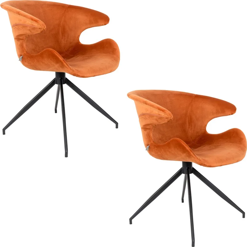 Mia Eetkamerstoelen Armleuning - Set van 2 de Zuiver en Oranje – photo du produit