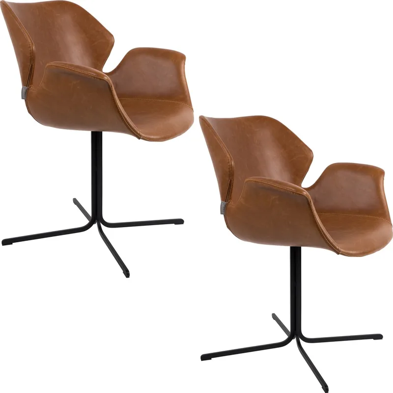 Nikki Eetkamerstoelen Armleuning - Set van 2 von Zuiver in Bruin – Produktfoto